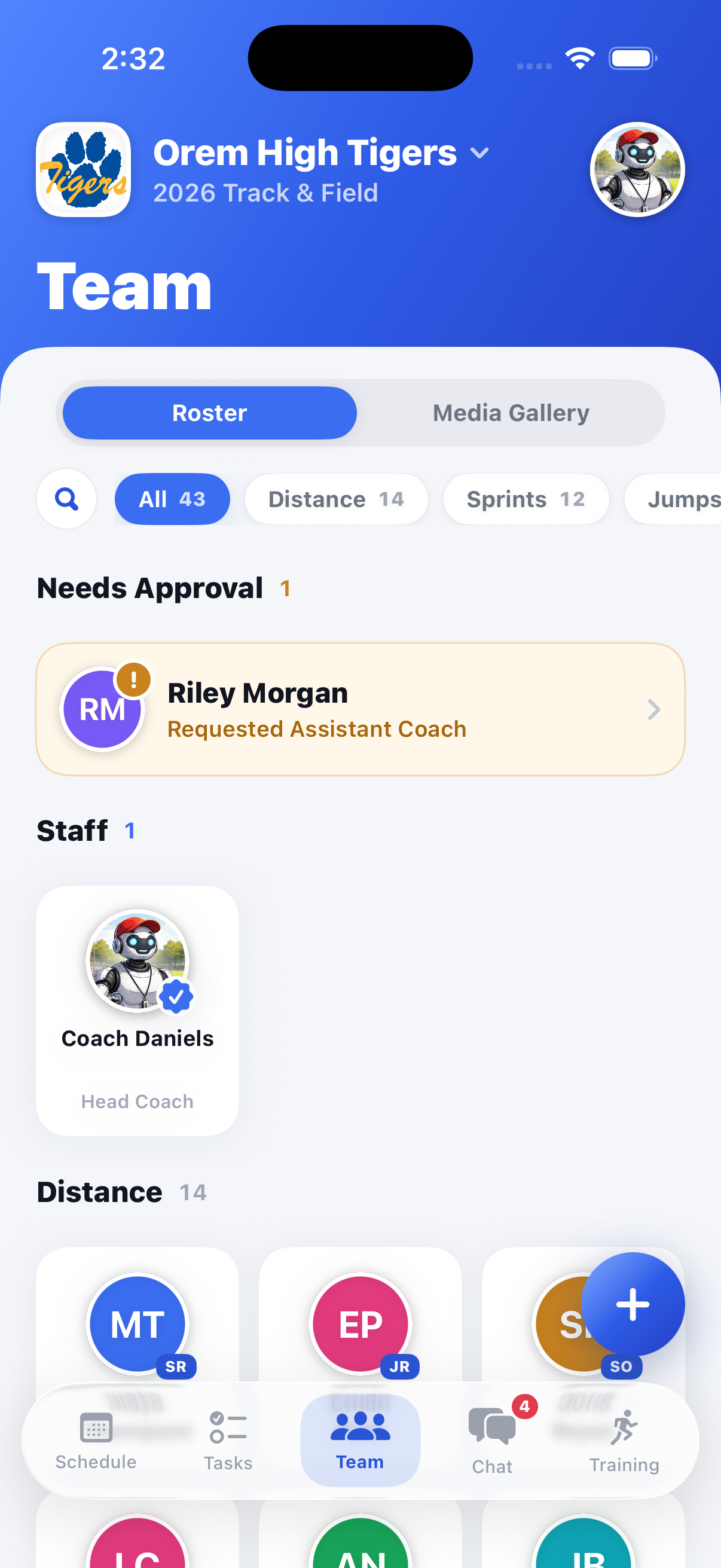 Team tab screenshot