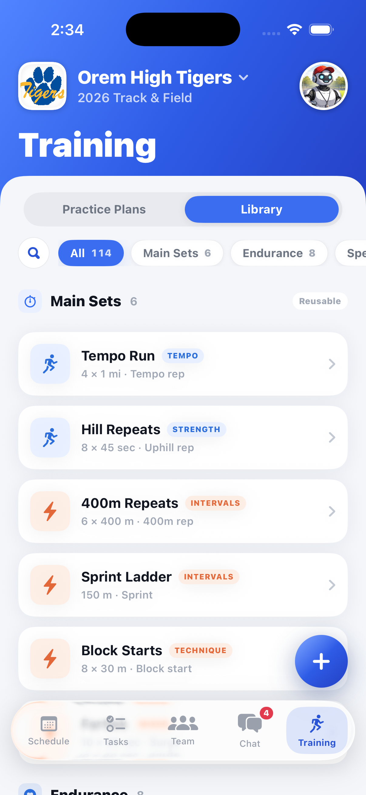 Training / practice builder screenshot